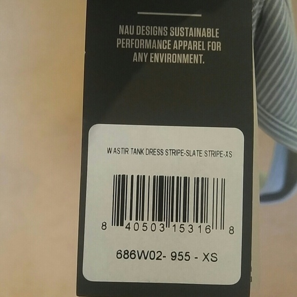 Nau NWT Astir Tank Dress Womens XS Grey White Striped Scoop Neck A-line Knit - Picture 6 of 8